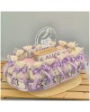 Torta Bomboniera Comunione Bimba "Passione Pattinaggio" Lilla con Portachiavi e luce Centrale-Nara Bomboniere