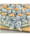 Torta Bomboniera Battesimo Bimbo "Eco-Chic" Barattoli Vetro Ermetici con Tappo Legno Personalizzato-Nara Bomboniere