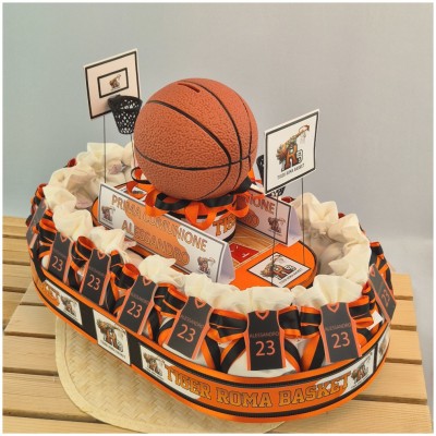 Torta Bomboniera Comunione La Tua Squadra di Basket con Maglia Personalizzata e Pallone Salvadanaio