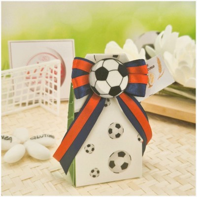 Bomboniera Comunione Calcio Goleador Bianconero - Astuccio Stampato con Maxi Pallone