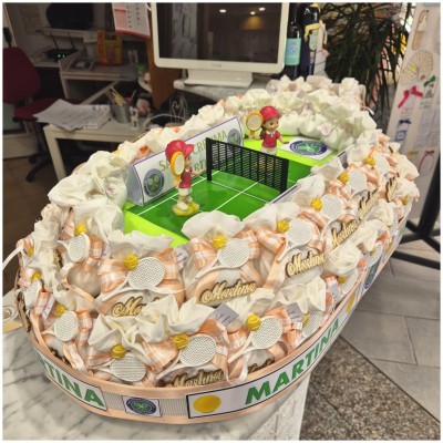 Bomboniera Tennis Wimbledon con Campo Centrale e Palline in Legno