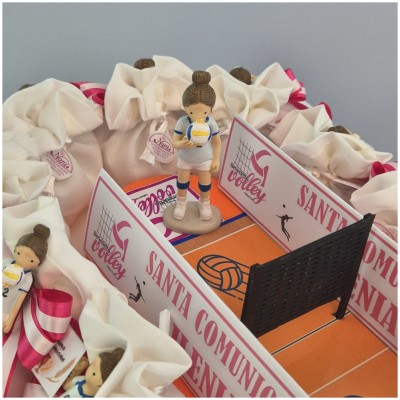 Bomboniera Comunione Bimba calamita Tema Pallavolo con statuine centrali-Nara Bomboniere