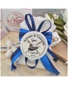 Bomboniera Matrimonio Marina Militare Sacchetto Raso con Medaglione Personalizzato e Nastro Blu