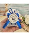 Bomboniera Matrimonio Marina Militare Sacchetto Raso con Medaglione Personalizzato e Nastro Blu