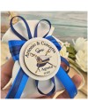 Bomboniera Matrimonio Marina Militare Sacchetto Raso con Medaglione Personalizzato e Nastro Blu