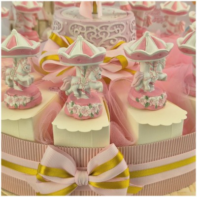 Torta Bomboniera Battesimo Cavallino Giostra dei Sogni Rosa