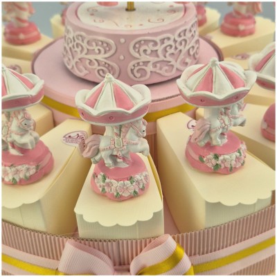 Torta Bomboniera Battesimo Cavallino Giostra dei Sogni Rosa