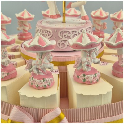 Torta Bomboniera Battesimo Cavallino Giostra dei Sogni Rosa