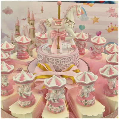 Torta Bomboniera Battesimo Cavallino Giostra dei Sogni Rosa