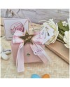 Bomboniera Compleanno e Battesimo Scatolina "Borsetta" Rosa con Stella Oro Specchiato e Nome