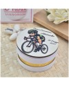 Bomboniera Ciclismo Scatolina Effetto Velluto con Tappo Legno Stampato Personalizzato-Nara Bomboniere