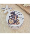 Bomboniera Ciclismo Scatolina Effetto Velluto con Tappo Legno Stampato Personalizzato