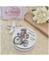 Bomboniera Ciclismo Scatolina Effetto Velluto con Tappo Legno Stampato Personalizzato-Nara Bomboniere