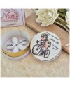 Bomboniera Ciclismo Scatolina Effetto Velluto con Tappo Legno Stampato Personalizzato-Nara Bomboniere