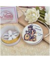 Bomboniera Ciclismo Scatolina Effetto Velluto con Tappo Legno Stampato Personalizzato-Nara Bomboniere