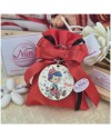 Bomboniera a tema Pinocchio Sacchettino Rosso con portachiavi personalizzato-Nara Bomboniere