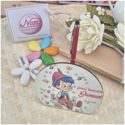 Bomboniera a tema Pinocchio  Portapenna in legno personalizzato-Nara Bomboniere