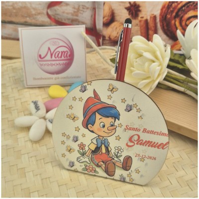 Bomboniera a tema Pinocchio  Portapenna in legno personalizzato