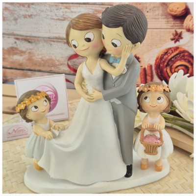 Topper Cake sposi con due bambine