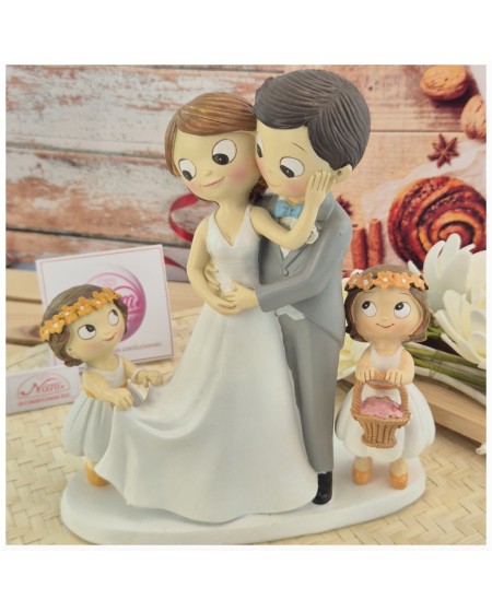 Topper Cake sposi con due bambine