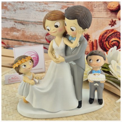 Sposini per torta Topper Cake sposi con bambina e Bambino