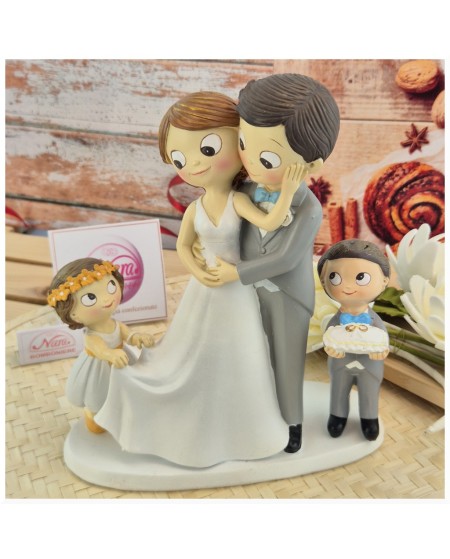Sposini per torta Topper Cake sposi con bambina e Bambino