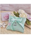 Bomboniera Tema mare Bustina con zip tiffany e ancora in metallo cromato