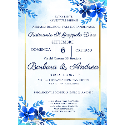 Partecipazioni Matrimonio Digitali Invito WhatsApp Blu Personalizzato