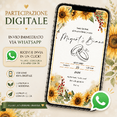 Partecipazioni Matrimonio Digitali Invito WhatsApp Girasoli