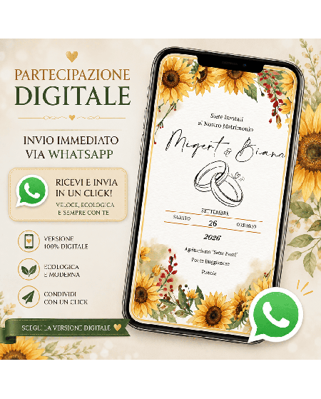 Partecipazioni Matrimonio Digitali Invito WhatsApp Girasoli