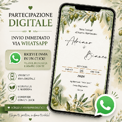 Invito matrimonio digitale tema Olivo