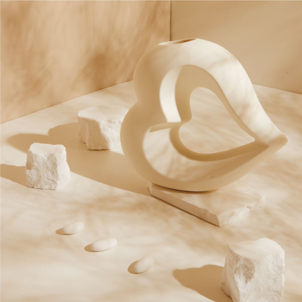 Bomboniera Matrimonio Claraluna 2027 Vaso Monofiore Cuore Astratto Bianco