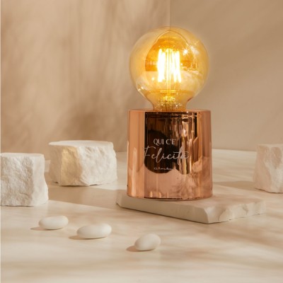 Bomboniera Matrimonio Claraluna 2027 Lampada Led Rose Gold Qui c'è Felicità