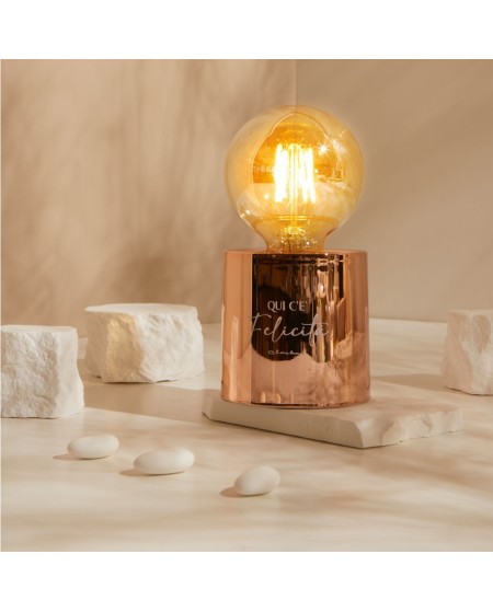 Bomboniera Matrimonio Claraluna 2027 Lampada Led Rose Gold Qui c'è Felicità