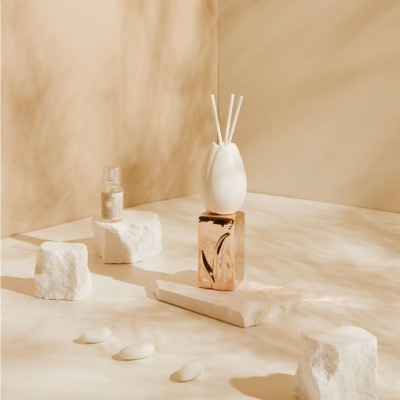 Bomboniera Matrimonio Claraluna 2027 Profumatore Tulipano Bianco e Base Rose Gold