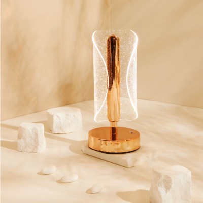 Bomboniera Matrimonio Claraluna 2027 Lampada Led Design "Onde di Luce" Rose Gold