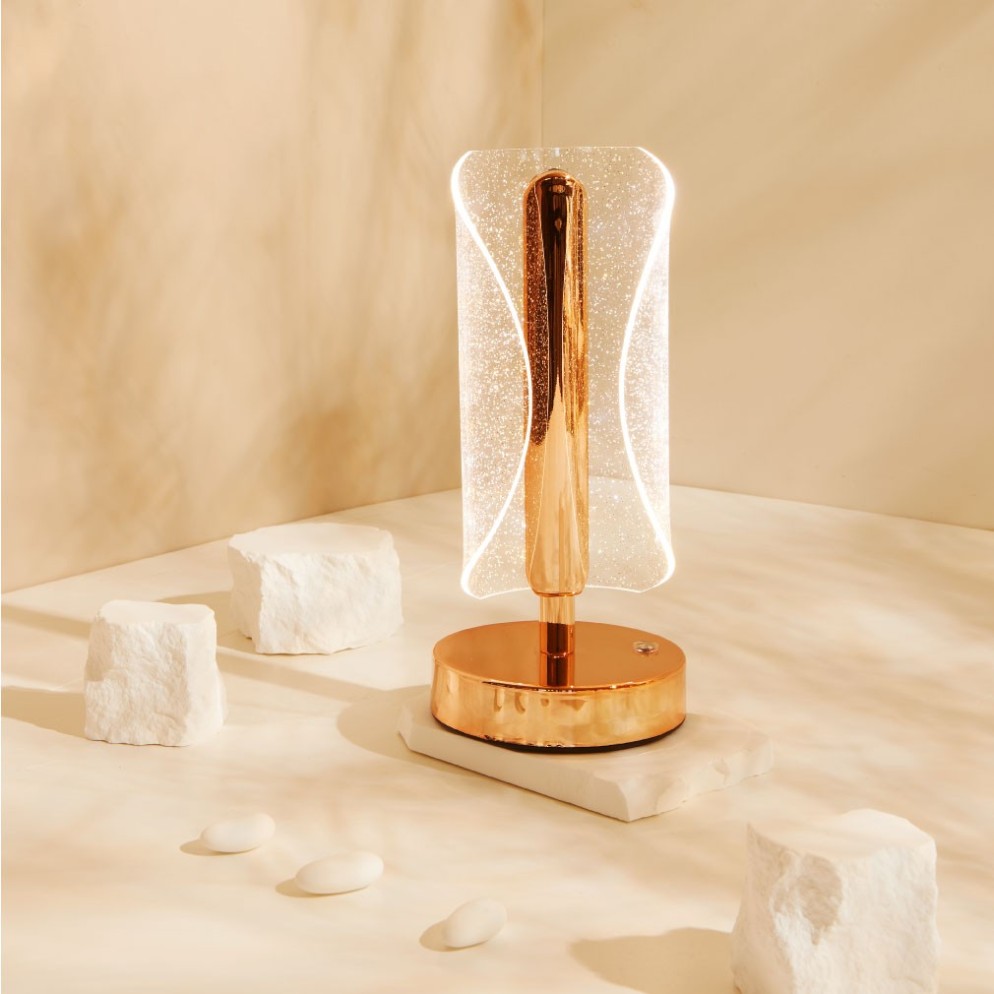 Bomboniera Matrimonio Claraluna 2027 Lampada Led Design "Onde di Luce" Rose Gold