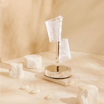 Bomboniera Nozze d'Argento e Matrimonio Claraluna 2027 Lampada Led Design "Doppia Vela" Argento