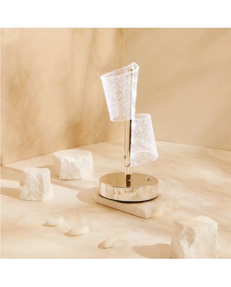 Bomboniera Nozze d'Argento e Matrimonio Claraluna 2027 Lampada Led Design "Doppia Vela" Argento