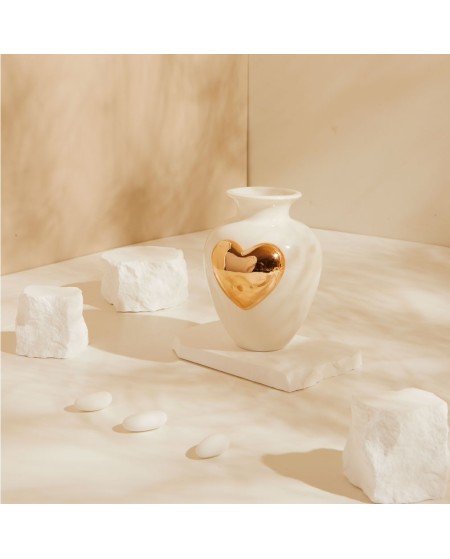 Bomboniera Matrimonio e Anniversario Claraluna 2027 Vaso Portafiori in Ceramica con Cuore Specchiato