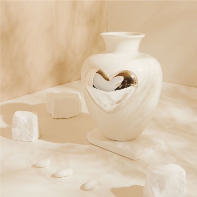 Bomboniera Matrimonio Claraluna 2027 Vaso Portafiori Grande in Ceramica con Cuore Specchiato Oro Rosa