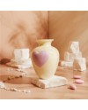 Bomboniera Matrimonio e Comunione Claraluna 2027 Vaso Portafiori in Ceramica Crema con Cuore Lilla