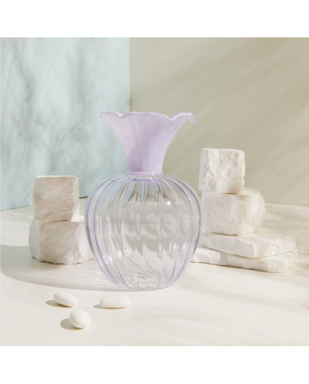 Bomboniera Matrimonio Claraluna 2027 Vaso Grande Portafiori in Vetro con Bordo Glicine