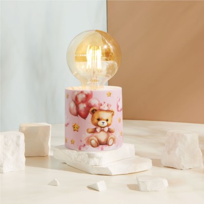 Bomboniera Battesimo e 1° Compleanno Claraluna 2027 Lampada Led Bimba Orsetta con Palloncini