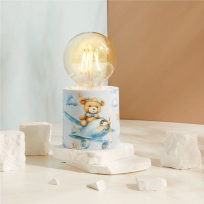 Bomboniera Battesimo e 1° Compleanno Claraluna 2027 Lampada Led Bimbo Orsetto Aviatore