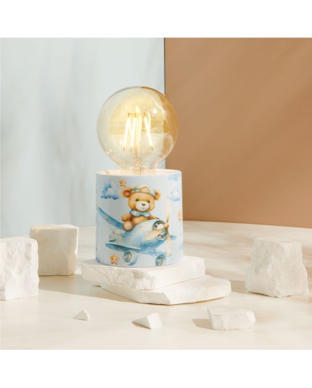 Bomboniera Battesimo e 1° Compleanno Claraluna 2027 Lampada Led Bimbo Orsetto Aviatore