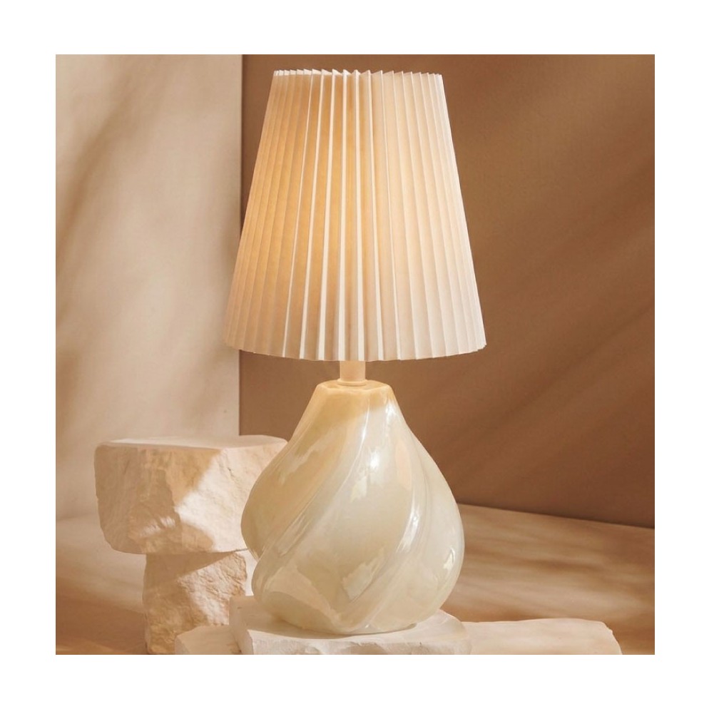 Bomboniera Matrimonio Claraluna 2027 Lampada da Tavolo Crema con Paralume Plissettato