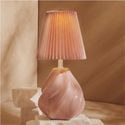 Bomboniera Matrimonio e Anniversario Claraluna 2027 Lampada Abat-Jour Rosa con Paralume Plissettato