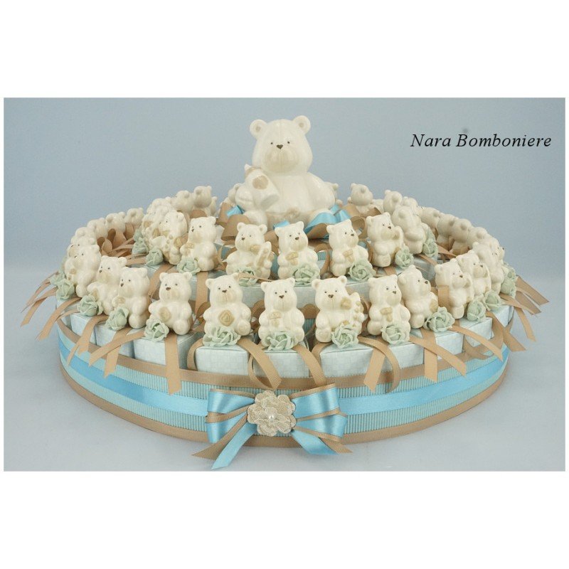 Torta di Bomboniere con orsi in porcellana