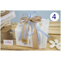 hervit bomboniere scatola confezionata con nastri gross grain e carta da zucchero